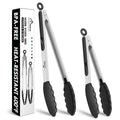 Smart Home HOTEC top-tier Stainless Steel Locking Kitchen Tongs with Silicon Tips, Set