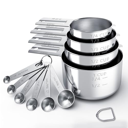 Classic TILUCK Stainless Steel Measuring Cups & Spoons Set, Cups