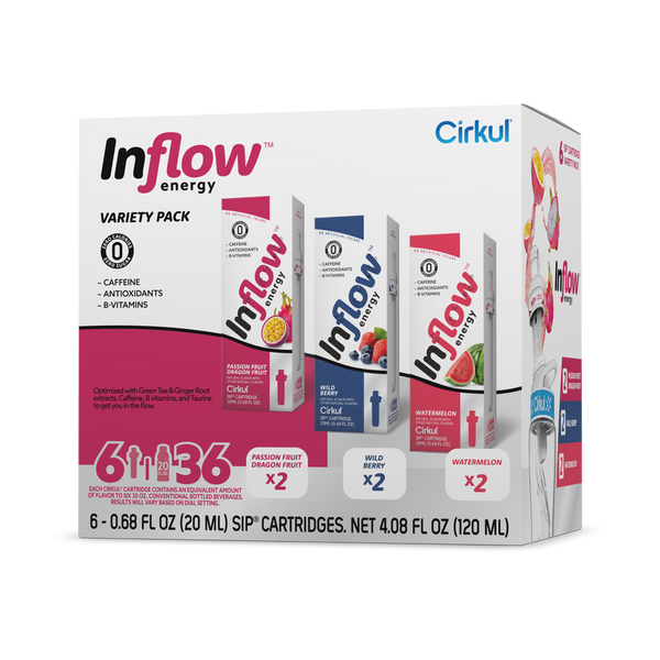 Zero-Calorie Inflow Energy 6-Pack Variety Pack VCUW - Sugar-Free Fruit Flavor Cartridge Refill - Default Title