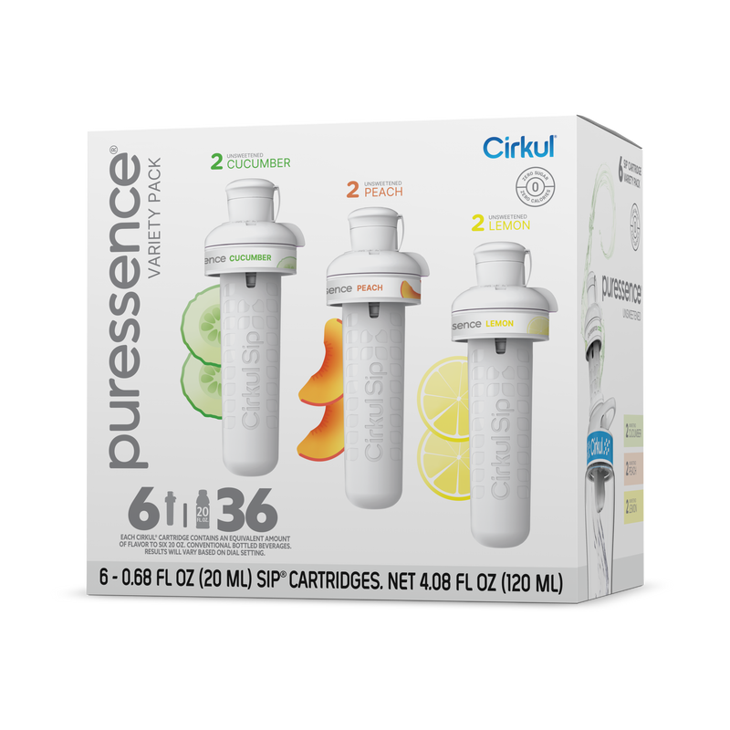 Natural Fruit Flavored Puressence 6-Pack Variety Pack 3T3F - Zero-Calorie Multi-Flavor Sip Pods for Water Bottle - Default Title