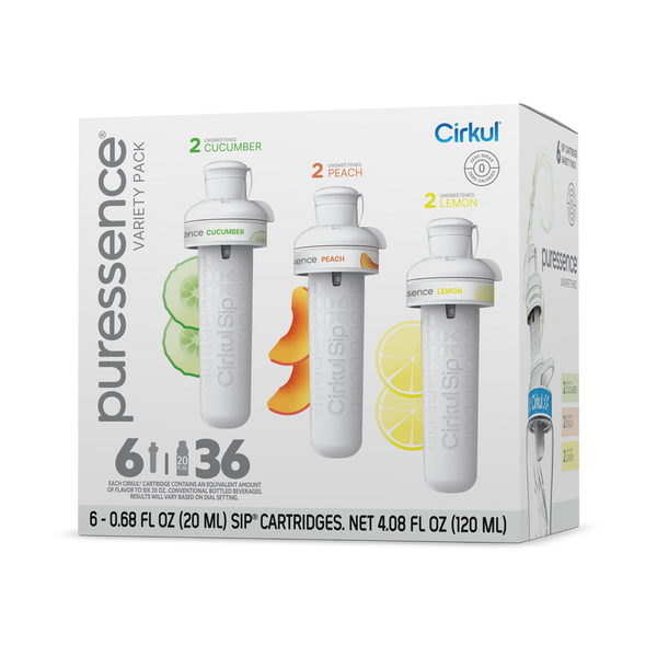 Natural Fruit Flavored Puressence 6-Pack Variety Pack 3T3F - Zero-Calorie Multi-Flavor Sip Pods for Water Bottle - Default Title
