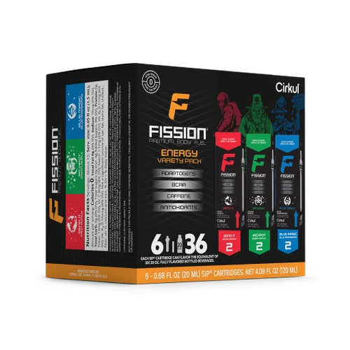 Natural Fruit Flavored Fission 6-Pack Variety Pack 97EI - Electrolyte Hydration Enhanced Taste Cartridges Detail