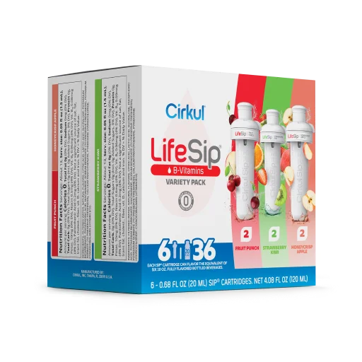 Vitamin-Infused LifeSip 6-Pack Variety Pack PN3A - Zero-Calorie Multi-Flavor Sip Pods for Water Bottle Detail