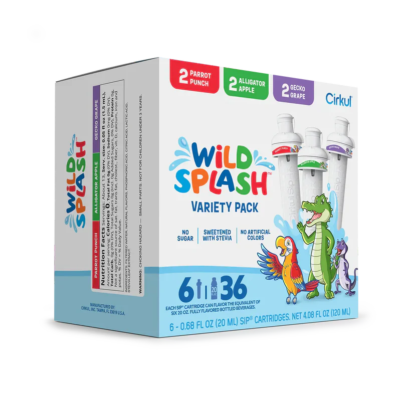 Zero-Calorie Wild Splash 6-Pack Variety Pack 2TB7 - Zero-Calorie Multi-Flavor Sip Pods for Water Bottle Detail